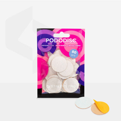 Disposable THIN White Files for pedicure disc PODODISC L 80 Grit (50 pcs)