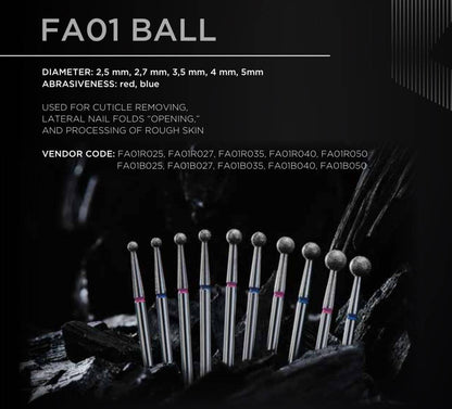 Diamond Nail Drill Bit "Ball" Red, 4mm