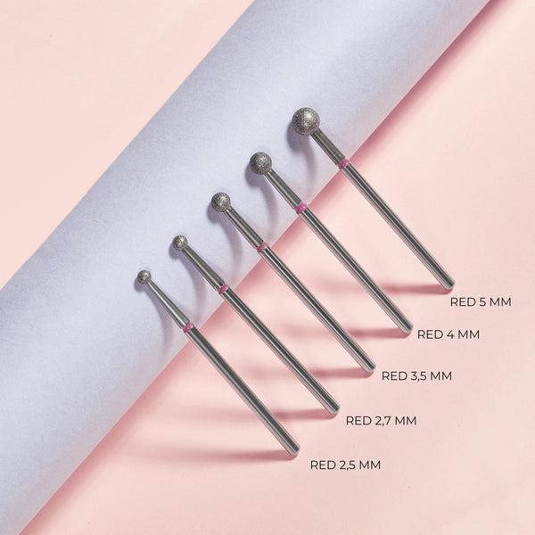 Diamond Nail Drill Bit "Ball" Red, 4mm