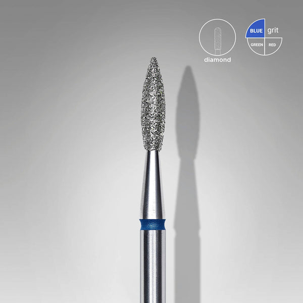 Diamond Nail Drill Bit "Pointed Flame" Blue, 2.1mm