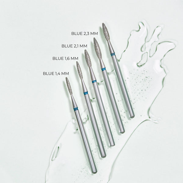 Diamond Nail Drill Bit "Flame" Blue, 2.1mm