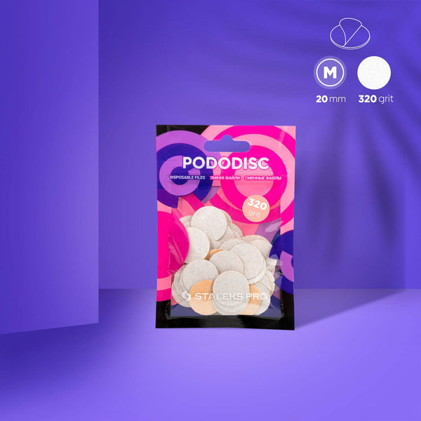 Disposable THIN White Files for pedicure disc PODODISC M 320 Grit (50 pcs)