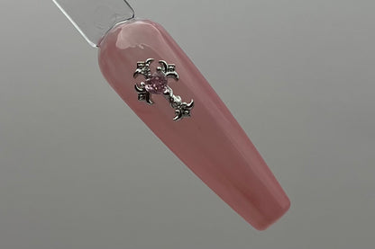 Vintage Cross With Heart Nail Charm