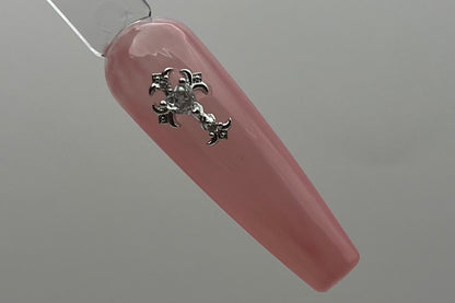 Vintage Cross With Heart Nail Charm