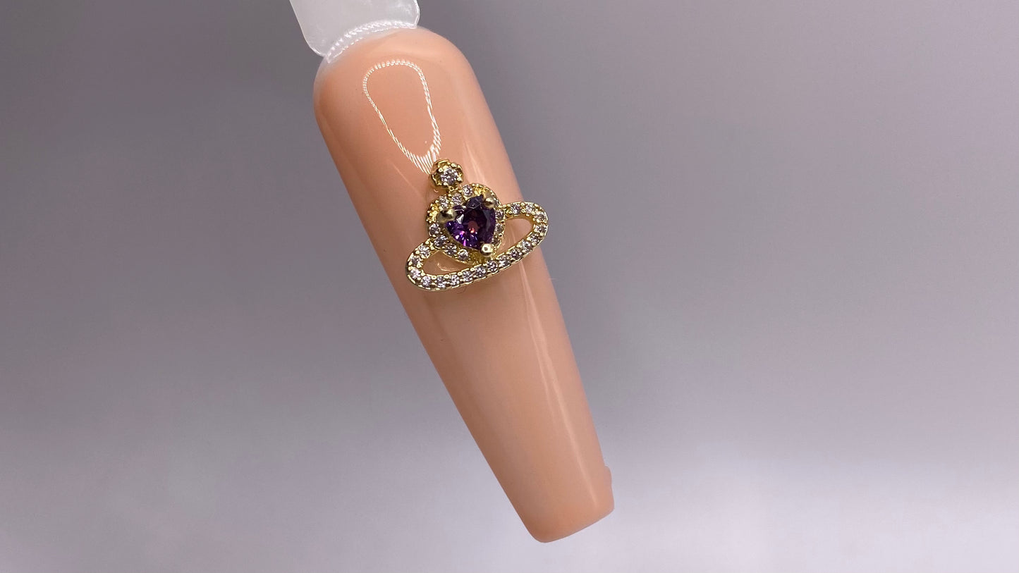 Purple Heart with Ring Charm