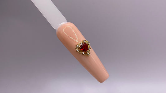 Heart Zircon Gold Charm with Red Rhinestone